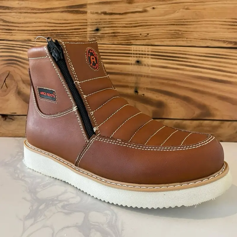 330 Piel Natural Havana Men's Brown Leather Ankle Boots with Zipper Closure and Durable Sole