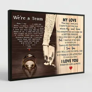 We're A Team Couple Painting Canvas Wall Art for Husband Wife Birthday Anniversary Lover Home Decor Picture for Bedroom Living Room Eco-Friendly Fade-Resistant Waterproof UV-Protected