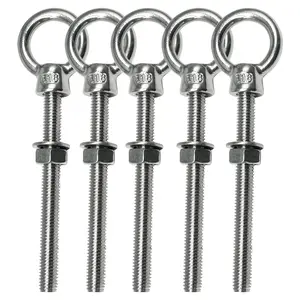 Eye , 5pack 5/16" x 3-1/8" Heavy Duty  Lifting Ring Threaded Eyebolts with Nuts Washers 316 Stainless Steel Marine Grade Eyebolt