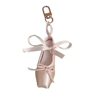 Bag Pendant Ballet Shoes Keychain Phone Charm Handmade Mini Ballet Shoes Pendant Keyring Pink Color Ballet Shoes Key Holder