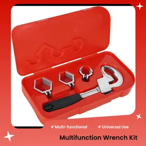 Multi-functional Adjustable Crescent Wrench Kit with 3 Chuck Sizes Universal Sink Pipe Repair Tool for Bathroom Kitchens & Workshops