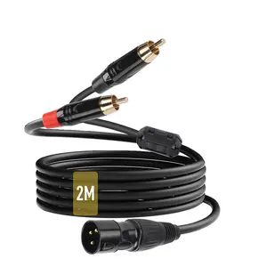 LMBGM XLR Male to Dual Rca Male Audio Cable, 1m/2m Gold Plated Oxygen-Free Copper Professional Studio Audio Line with Noise Reduction Audio Equipment