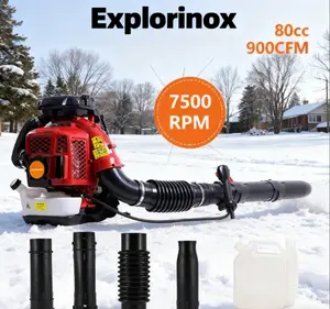 Explorinox 2-Stroke Engine 900CFM Air Volume 2.3L Tank Leaf Blower 80CC Gas Powered Backpack Snow Blower
