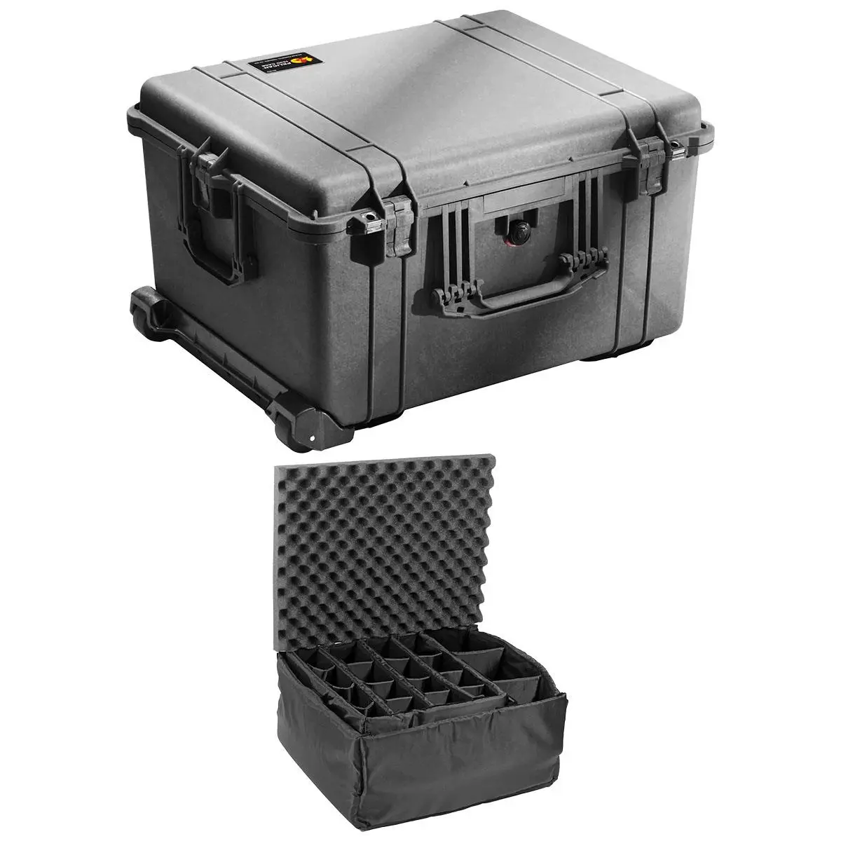 Pelican 1620 Watertight Wheeled Hard Case, Bundle with 1625 Padded Divider Set, Black