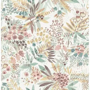 NuWallpaper Teal Peach Naupaka Peel and Stick Wallpaper