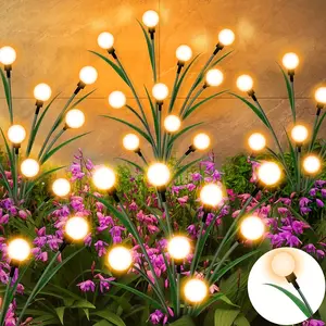 Solar Garden Lights 2Pack, Upgraded 6/8/10LED Outdoor, Firefly Waterproof Light Outdoor Landscape Decorations White Warm light  display