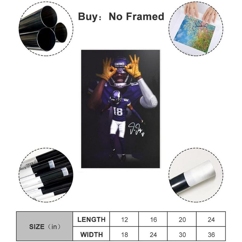 Sports Poster Justin Jefferson Canvas Poster Wall Art Decor Print Picture Paintings for Living Room Bedroom Decoration Unframe: 12x18inch(30x45cm)