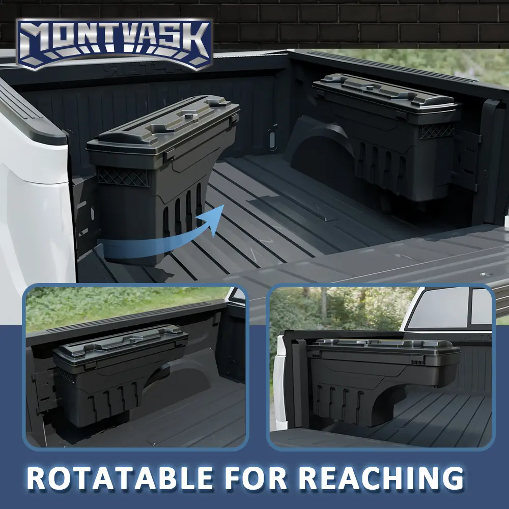 CROSSDESIGN Plastic Truck Bed Storage Organizer - Functional Car Storage Boxes, Car Accessories for 99-07 Chevy Silverado, GMC Sierra 1500/2500/3500 Left & Right Rear Cargo Tidying