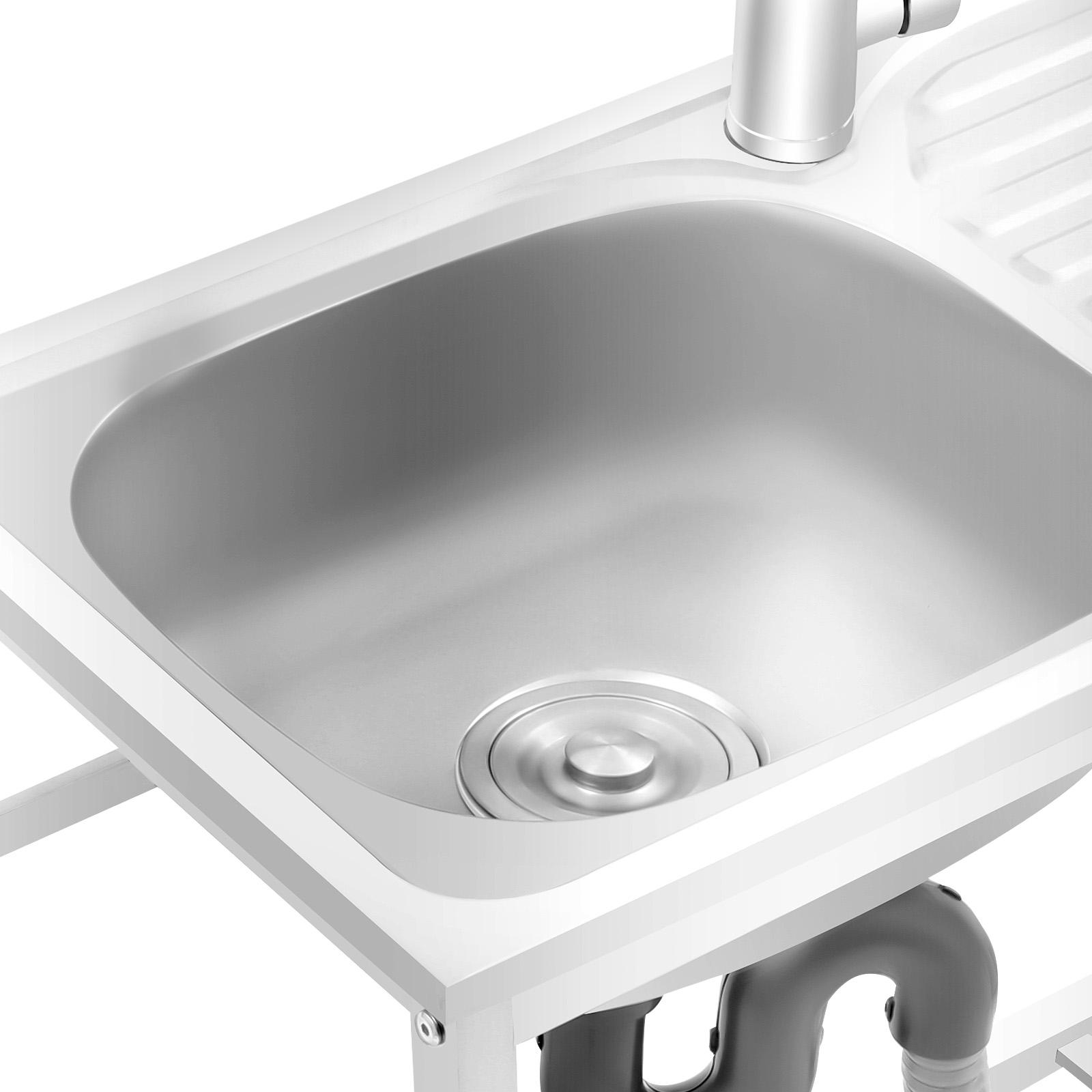 Freestanding Single Bowl Stainless Steel Sink with 360° Swivel Faucet & Bottom Storage Shelf, 13.7x12.2x5.12 Inch Large Basin, 66 lbs Load Capacity, for Kitchen Laundry Room Bar Outdoor Food Truck