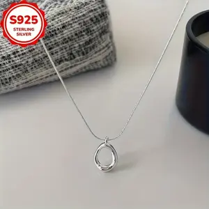 A Necklace Featuring a Uniquely Shaped Circular Pendant Made of 925 Silver - Perfect for Any Time of Year, a Great Present for Ladies, And a Stylish Addition to Women'S Additions