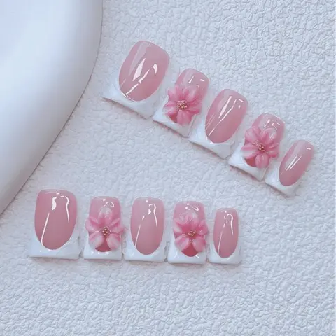 10-Piece Y2K Style Duckbill Nail Art Sticker Set, Nail Decoration, Handmade French Manicure & Floral Nail Designs, Perfect for Women & Girls