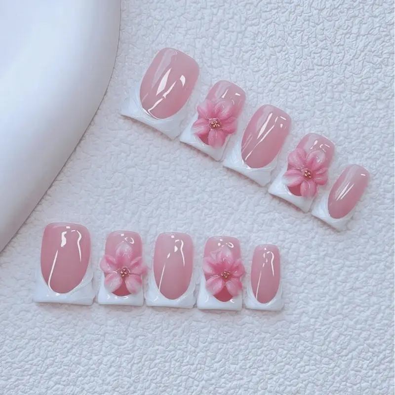 10-Piece Y2K Style Duckbill Nail Art Sticker Set, Nail Decoration, Handmade French Manicure & Floral Nail Designs, Perfect for Women & Girls