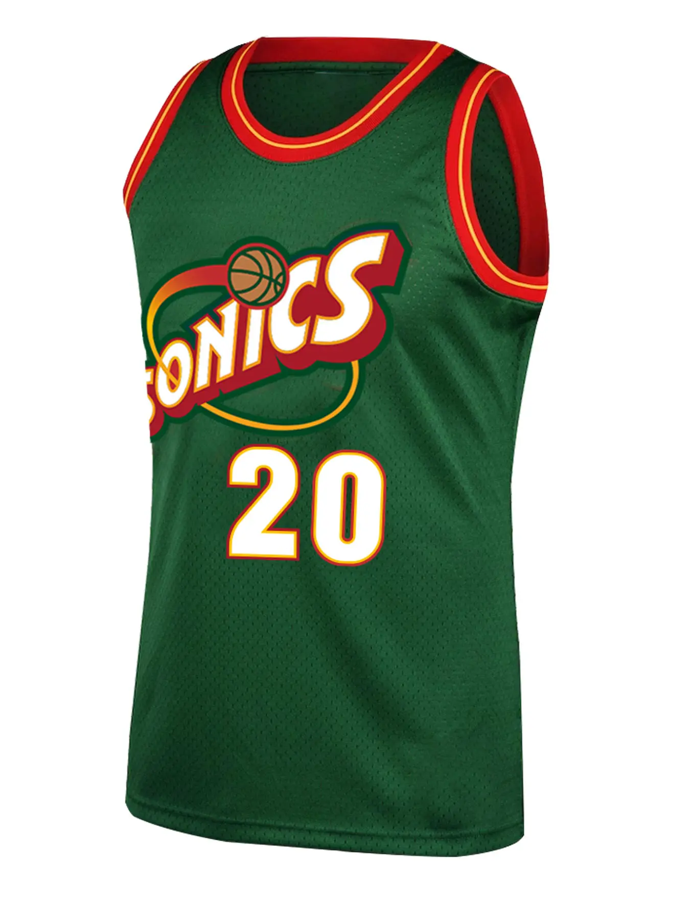 Men's Basketball Classic Throwback Embroidery Basketball Jersey Top 20 green Vintage Embroidered Casual Training Tee V-Neck Short Sleeve, Loose-Fitting Sportswear Workout Tops for All Seasons
