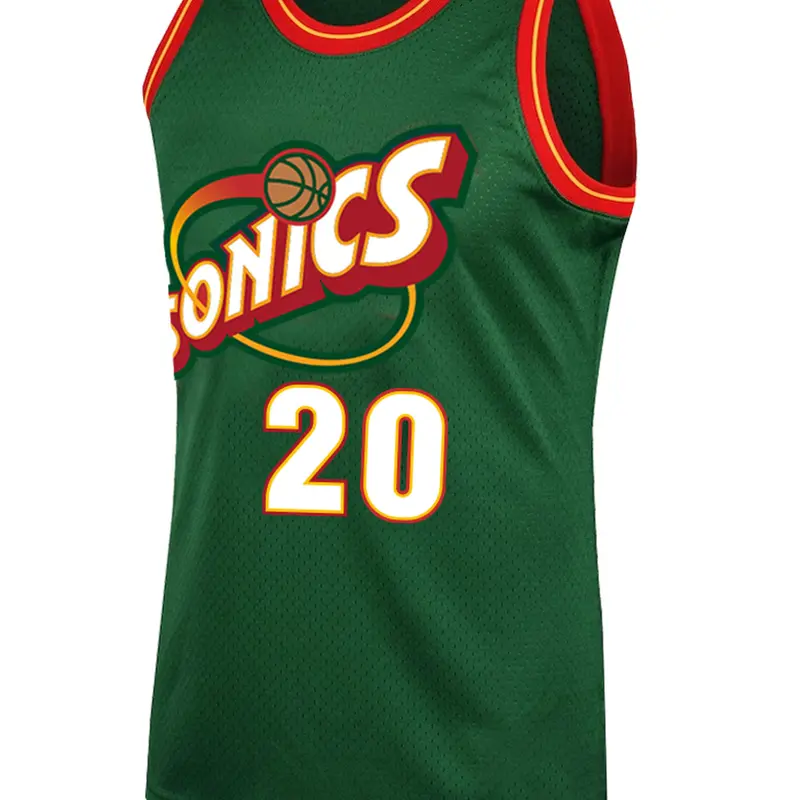 Men's Basketball Classic Throwback Embroidery Basketball Jersey Top 20 green Vintage Embroidered Casual Training Tee V-Neck Short Sleeve, Loose-Fitting Sportswear Workout Tops Sports Apparel for All Seasons