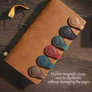 Pack of 5 PVC PU Leather Bookmarks - Vintage Style Double-Sided Bookmark Holder, Suitable for Readers, Powerful Page Marking, Convenient Gift for Male and Female Book Lovers
