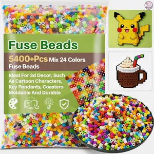 5400+Pcs Fuse Beads - Fuse Beads Kit Melty Beads Kit Melting Beads Fuse Beads Bulk Iron Beads for Kids Crafts, Ideal for Boys and Girls Christmas Birthday Gifts Mix 24 Colors 5mm