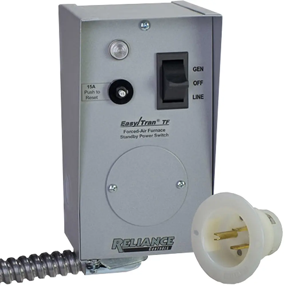 Reliance TF151W 15A Generator Transfer Switch - Gray, Easy-to-Use, Transparent, for Power Failure Standby Power Needs