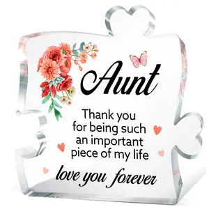 Aunt Gifts,Thank You Gifts for Aunt,Gift for Auntie from Niece or Nephew,My Aunt Has Ears That Listen Acrylic Puzzle Plaque, Heart Plaque