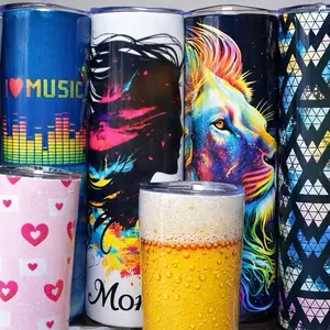20 oz Stainless Steel Sublimation Tumblers with pictures  Drinkware Water Bottles perfect gifts  Bottled Reusable Washable Portable Customized Cup