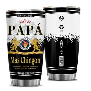 Funny Mexican Heritage 20oz Travel Mug |   "Soy El Papá Mas Chingon" Father's Day Gift for Husband Tío Grandpa, Best Badass Mexican Dad Present, Stainless Steel Drinkware for Daily Work Commute