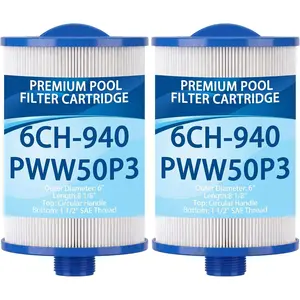PWW50P3 Hot Tub Filter Replaces, Filter 6CH-940,FC-0359, FC-0359,817-0050, 25252, 03FIL1400, 1 1/2" SAE Thread Screw in Filter, 2 Pack