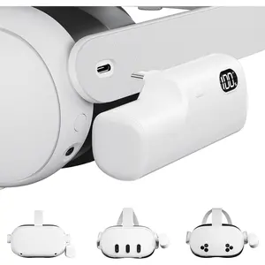 Battery Pack for Meta Quest 3/3S and 2, Accessories for Oculus Quest 2/3/3S, 5000mAh Extended Battery Charger Lightweight VR Accessories VR Headset Power Bank Extra 2-4H Playtime