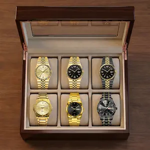 【dealsforyoudays 6-Piece】 Jumpstart sale Men's Watch Elegant Gift Box: A must-have trendy accessory for parties and gatherings, showcasing unique taste; also a high-quality business gift for boyfriends Men's Luxury Quartz Watch Set