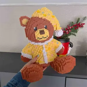 1327 Piece Teddy Bear Pajama Building Set, Game Party Activity Blocks, Office Living Room Decoration, DIY 3D Puzzle, Adult Youth Creative Assembly, Diy Building Model