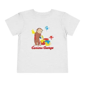 Curious George with Messy Paint Vintage Cartoon with Logo Unisex Toddler Short Sleeve Tee