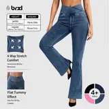BRXL Women's High Waist Stretchy Crossover Denim Pants  Flare Bootcut with Pockets, Trendy Flattering Outdoor Streetwear for Fall #sohochi #falloutfits, Jeans