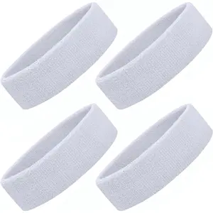 4 Pack Sweatbands  Headbands for Men & Women, Cotton Headband Terry Cloth Sweatband for Tennis,Basketball,Football,Gym,Working Out -  Wicking Elasticity