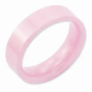 Pink Ceramic Flat 6mm Polished Band