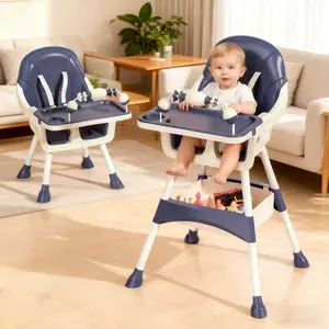Portable High Chair for Babies and Toddlers with Lock Wheels, Multi-Use Easy Clean Baby High Chair, Comfortable Feeding, Large Storage Basket, Stable and Safe Design, Quick Assembly, Removable Seat Cushion