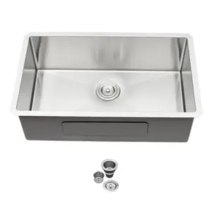 Lordear 33x19 INCH Undermount Kitchen Sink 16 Gauge Stainless Steel Kitchen Sink SUS304 Kitchen Sink with Drain Assembly Installation