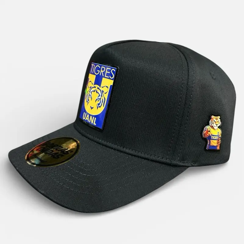 High-Quality Adjustable Tigres Flat Bill SnapBack Cap, Plain Black Sporty Casual Plates Edition Hat, Plain Black Hats