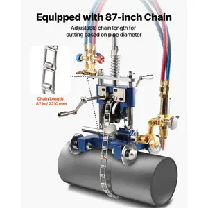fathersdaygift VEVOR CG2-11Y Manual Pipe Cutting Machine, 0.2-2 Thick Pipe Beveling Machine with 82-in Chain, 0-45 Adjusted Angle Gas Cutting Machine with 3 Tips, Portable Torch Beveling Gas Cutter