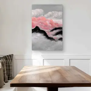 Begin Home Decor C1MP2030V6XWA6 20 x 30 in. Gray & Pink Clouds Wall Art - Mountains Landscapes Metal Print