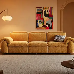 Mid-Century Textured Chenille Power Sofa, Adjustable Footrest Electric Sectional Couch, Detachable Fully Washable Covers Oversized Armrest Deep Seat Recliner Sofa