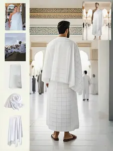 1pc Hajj Towel Ihram Shawl, Prayer Scarf for Pilgrims, Saudi Arabia Hajj Clothing, Essential Religious Item