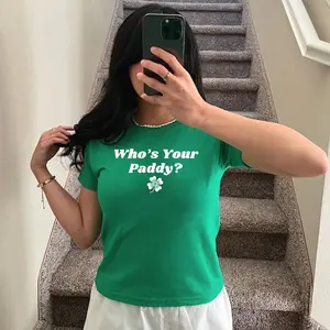 Who's Your Paddy Funny Irish St Patrick's Day Women's Fitted T-shirt, Cute St Paddy Y2k Irish Lucky Women's Baby Tees