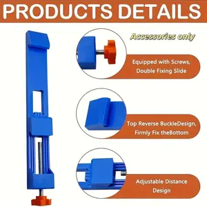 1 piece of adjustable woodworking cutting guide rail accessories-precision circular saw and milling machine base guide rail accessories with thin blade clips for fast equidistant strip cutting, blue plastic woodworking tool accessories, clamping too