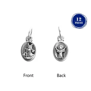 Saints tiny medals in oxidized silver made in Italy 0.5" x 0.3"