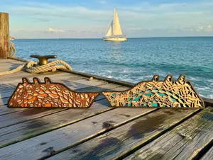 Laser Cut Sail Away Duo Layered Wall Art Set – Matching Orange & Blue Sailboat Enchanted Wall Decor