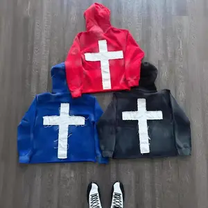 Black Loose Sports Sweatshirt/Hoodie for Men and Women, Cross Letter Patch Embroidered, Y2K Millennial Street Hip Hop Fashion, Casual Pullover