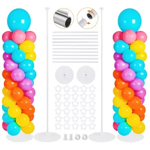 Balloon Stand Kit 2 Pcs 7FT Metal Balloon Pillars with Base for Birthday, Wedding & Parties