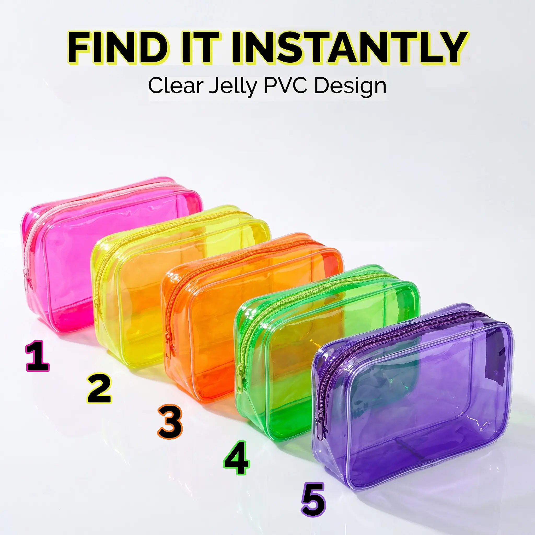5 PCS Portable Waterproof Solid Makeup Bag Set for Travel, Clear Makeup Bag with Zipper for Purse Brush Bag Pen Pouch Cosmetic Travel Bags Makeup Bag Organizer