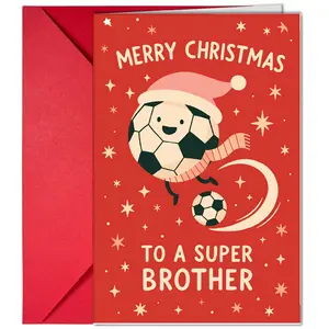 1pc football themed super brother greeting card envelope set, blank inner pages, paper, brother gift scenes, suitable for holiday gifts, football fans, brother gift scenes, brother holiday blessings, universal scenes, vitality, dream greeting cards