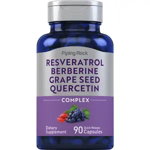 Piping Rock Resveratrol Berberine Grape Seed & Quercetin Complex | 90 Capsules | Non-GMO, Gluten Free Supplement