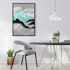 Begin Home Decor C1FC2436EDJB9H 24 x 36 in. Gray & Blue Clouds - White Living Room Framed Canvas Decor