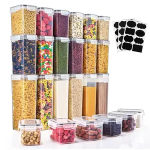 24 PCS Airtight Food Storage Containers with Lids, Plastic Kitchen and Pantry Organization Storage Containers for Flour, Sugar, Cereal and Dry Food Storage, BPA Free, 40 Labels & Marker